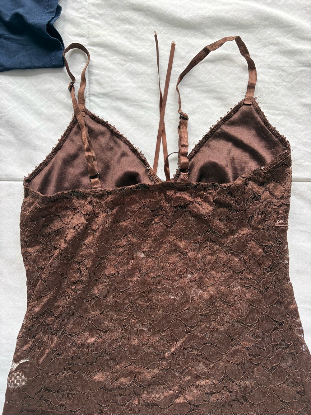 Brown Lace Cami Tank Top with Adjustable Straps - Picture 4 of 4